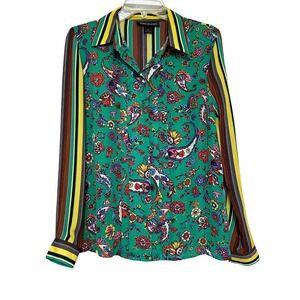 Duro Olowu JCP Paisley Floral Stripe Long Sleeve Button Up Shirt M Artsy